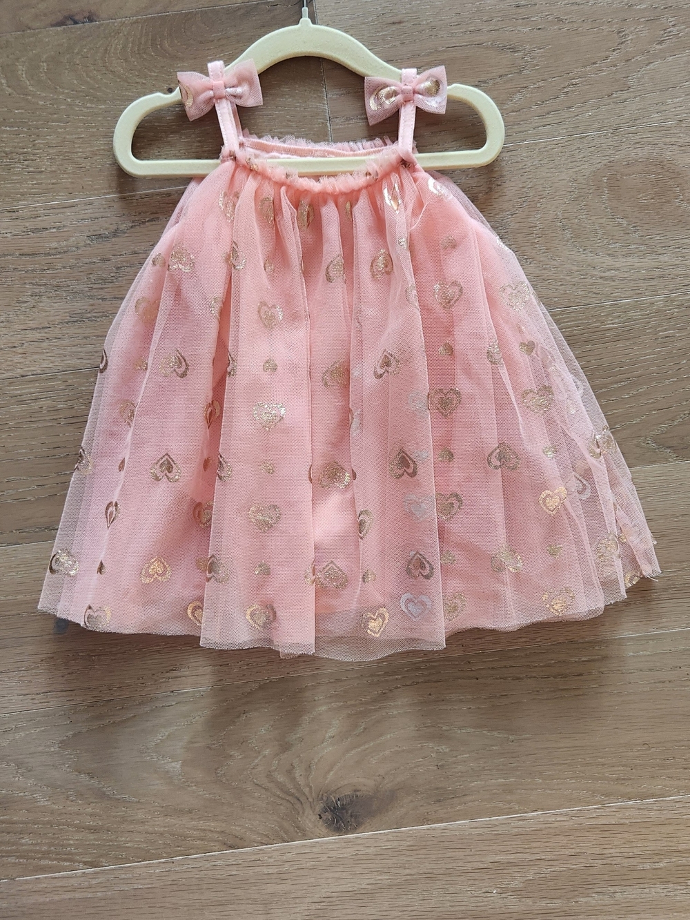 Baby Starters Pink & Gold Heart Tulle Dress | 12M | EUC